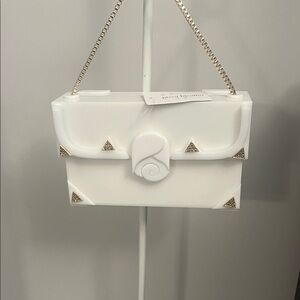 Chic White Clutch with Gold Accents